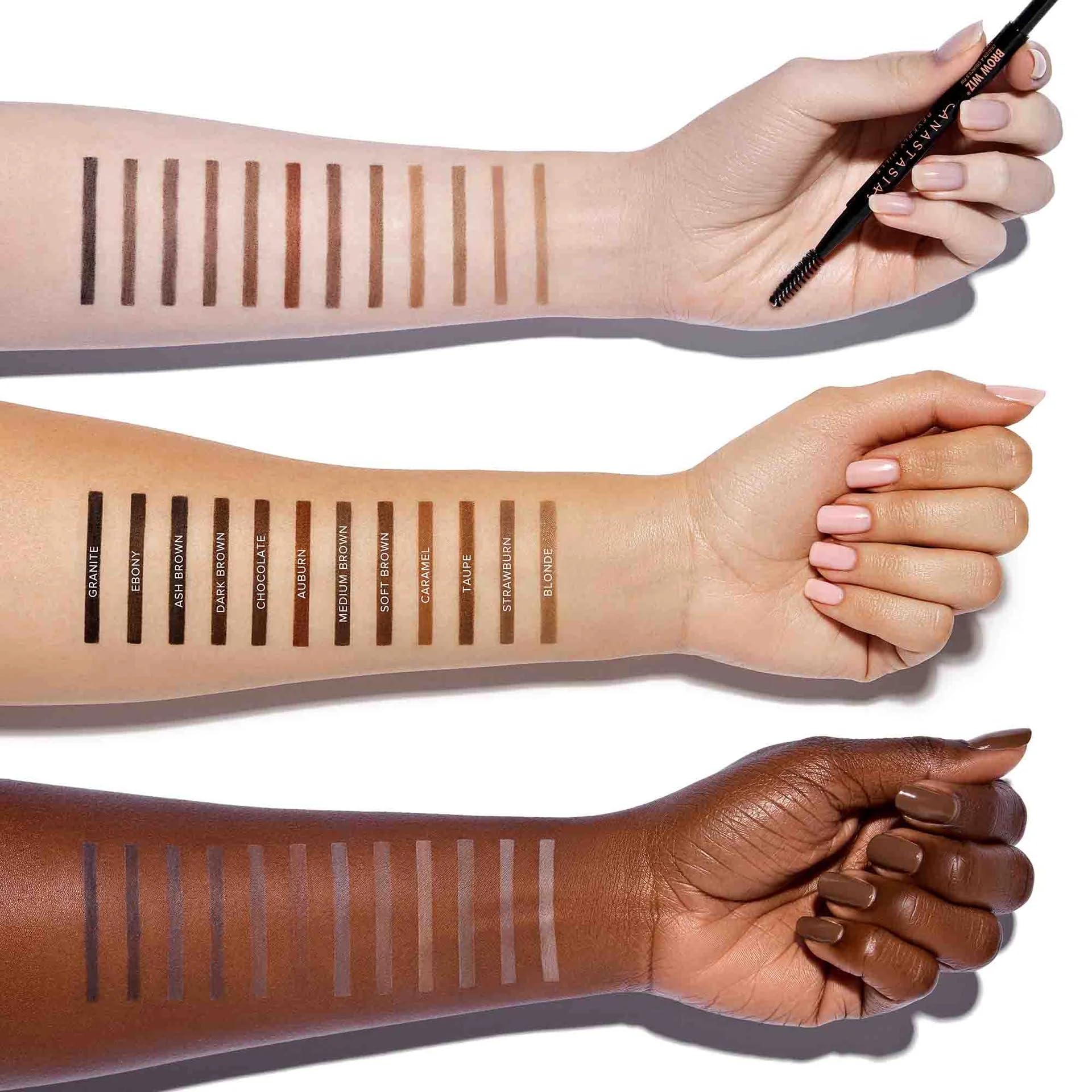 anastasia brow wiz mini size comparison next to full-size for portability benefit