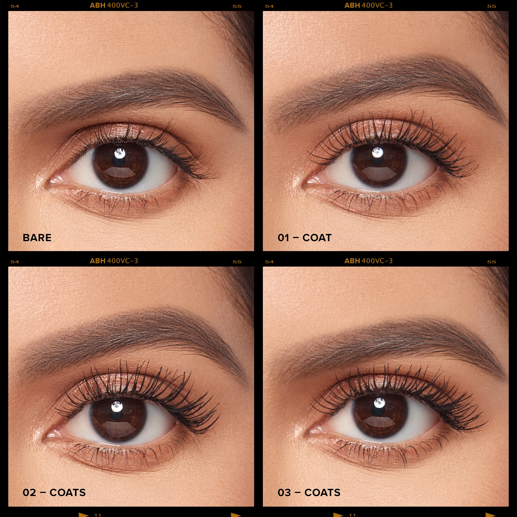 Anastasia Beverly Hills before and after lashes showing visible volume boost