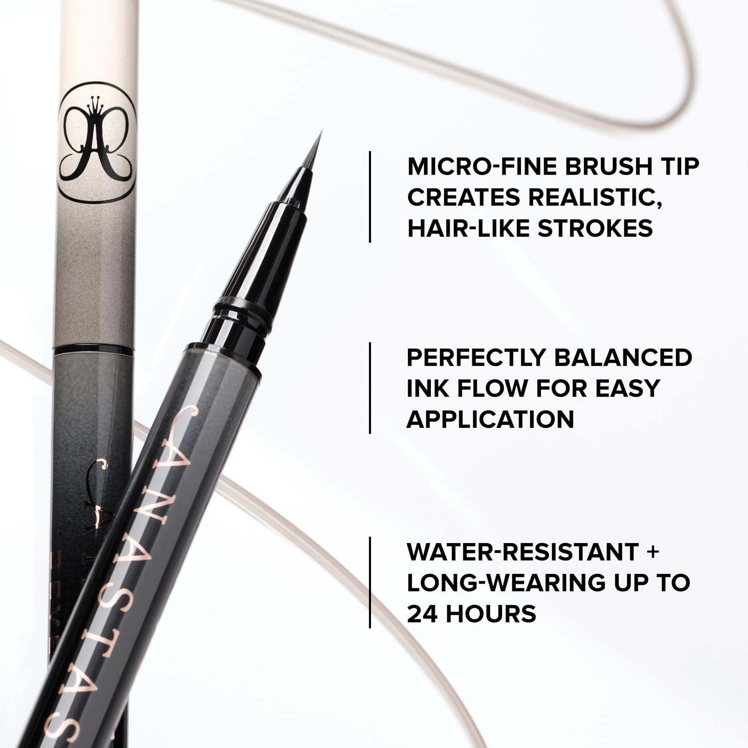 Anastasia Beverly Hills sample hair-like strokes on skin demonstrating realistic texture