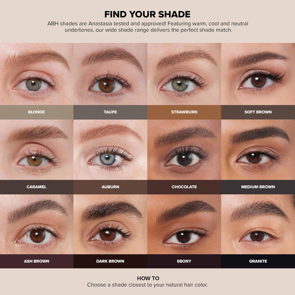 Anastasia Beverly Hills shades lineup showing eight color options for diverse tones