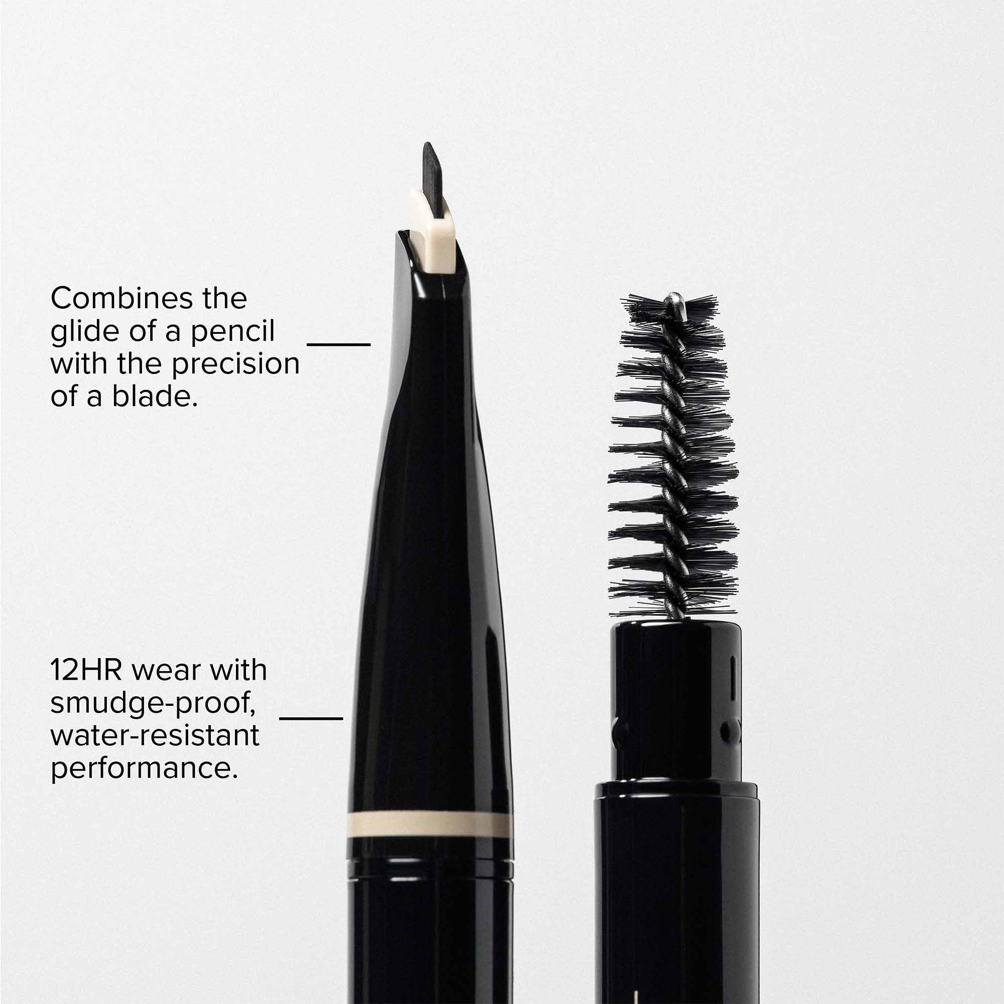 Anastasia Beverly Hills 0.5mm tip beside ruler showing ultra-fine precision