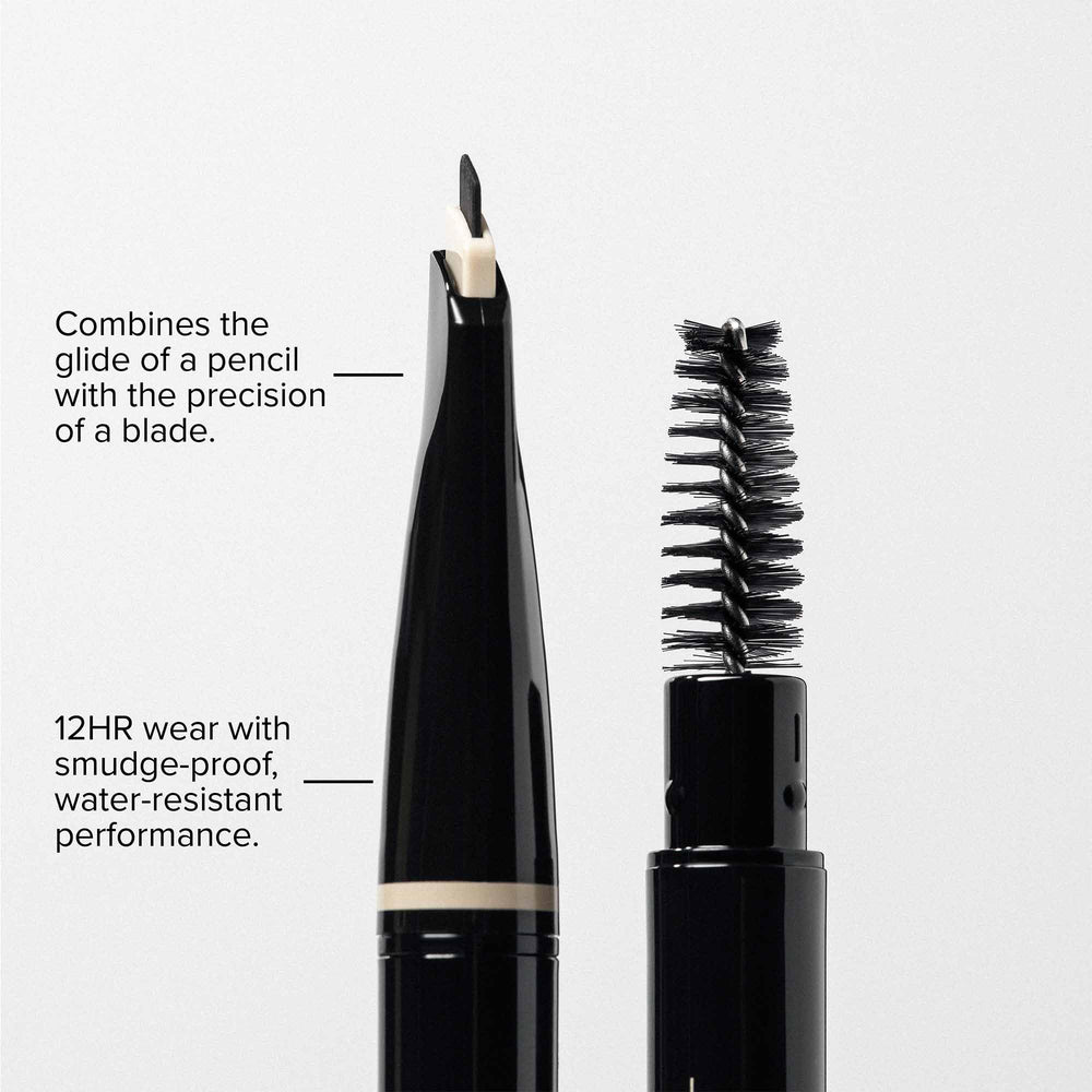 Anastasia Beverly Hills 0.5mm tip beside ruler showing ultra-fine precision