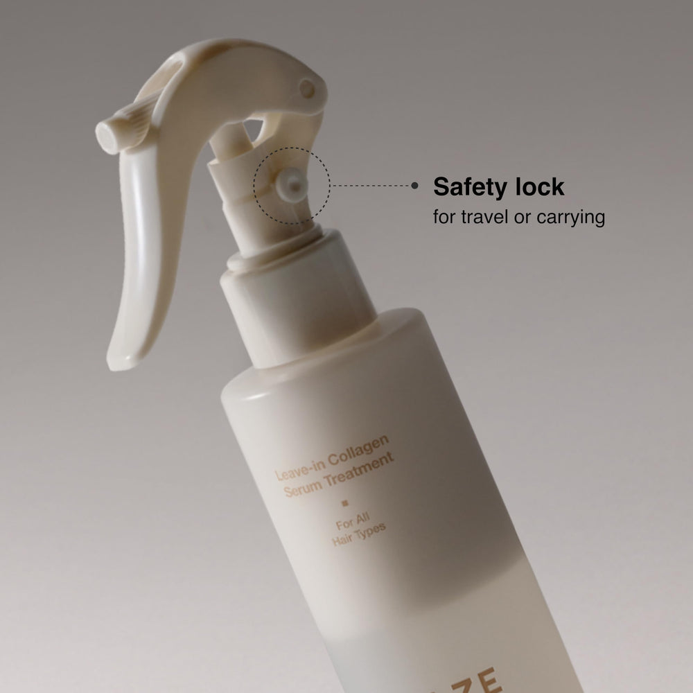 ANAZE spraying onto damp hair to detangle and protect before styling benefit heat defense