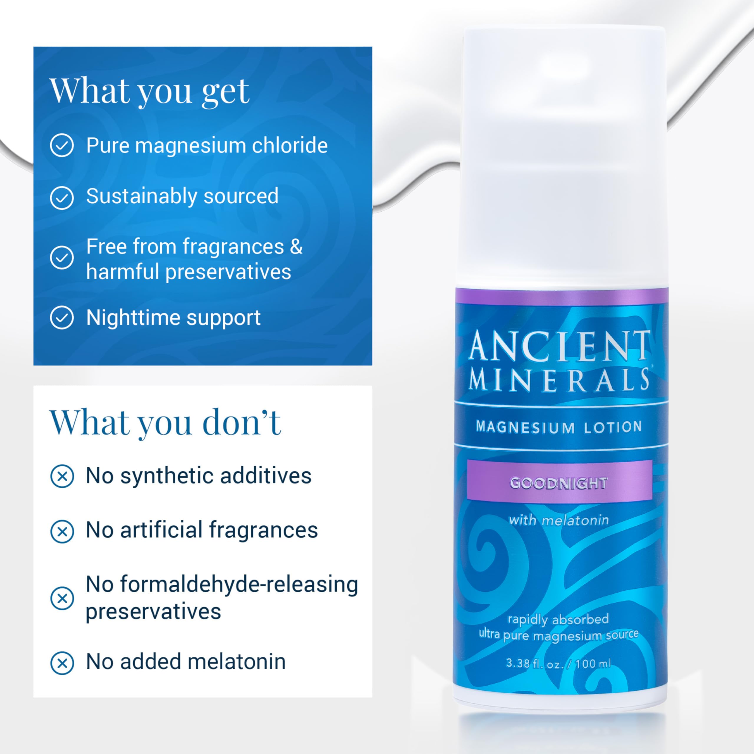 Ancient Minerals being applied to neck and chest demonstrating targeted evening use