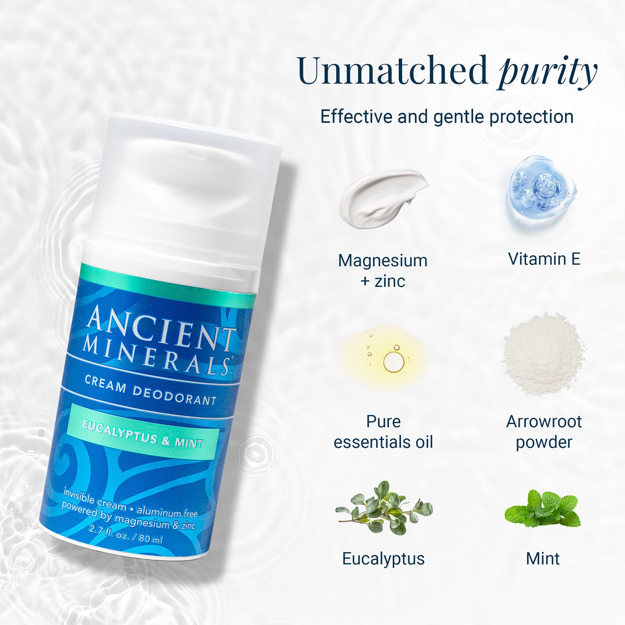 Eucalyptus and mint botanicals near product emphasizing natural scent and cooling benefit