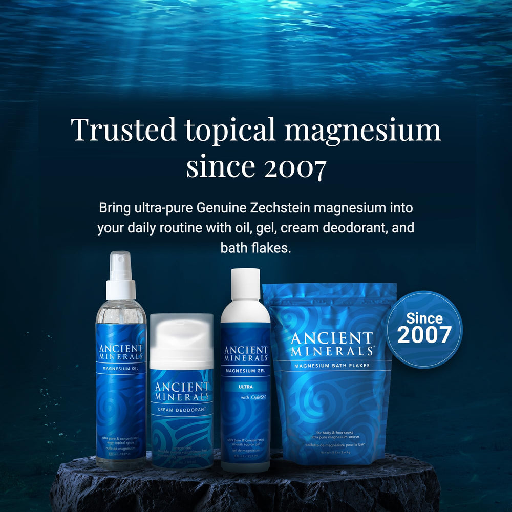 Ancient Minerals lotion applied to forearm showing hydrated, smooth skin benefit