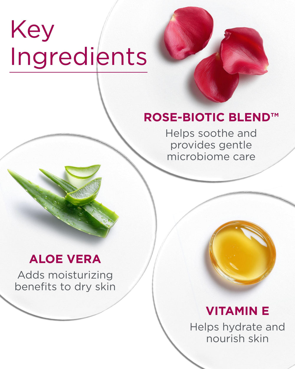 Andalou Naturals rose extract visual emphasizing soothing antioxidant benefits