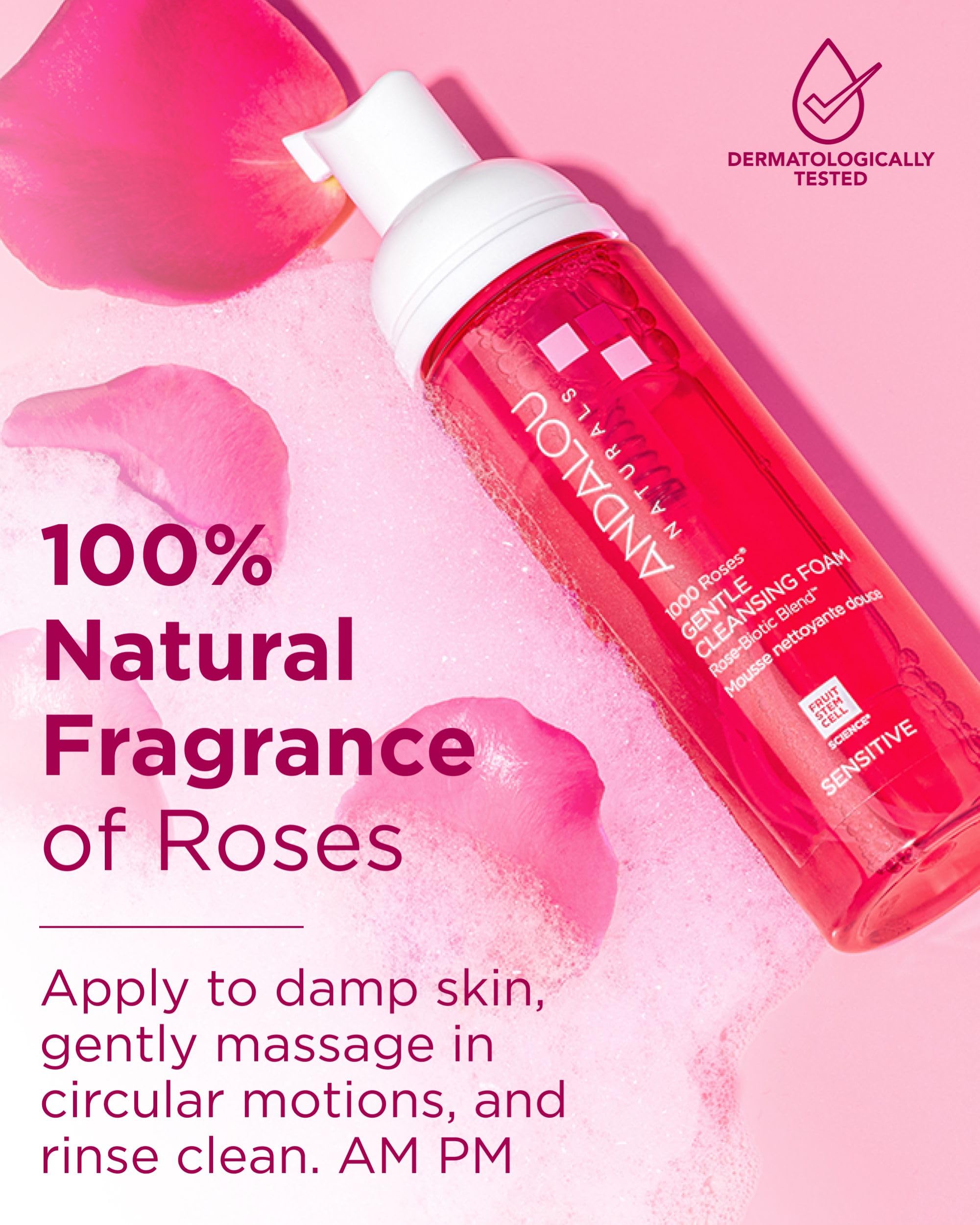 Andalou Naturals foam texture on hand demonstrating mild hydration