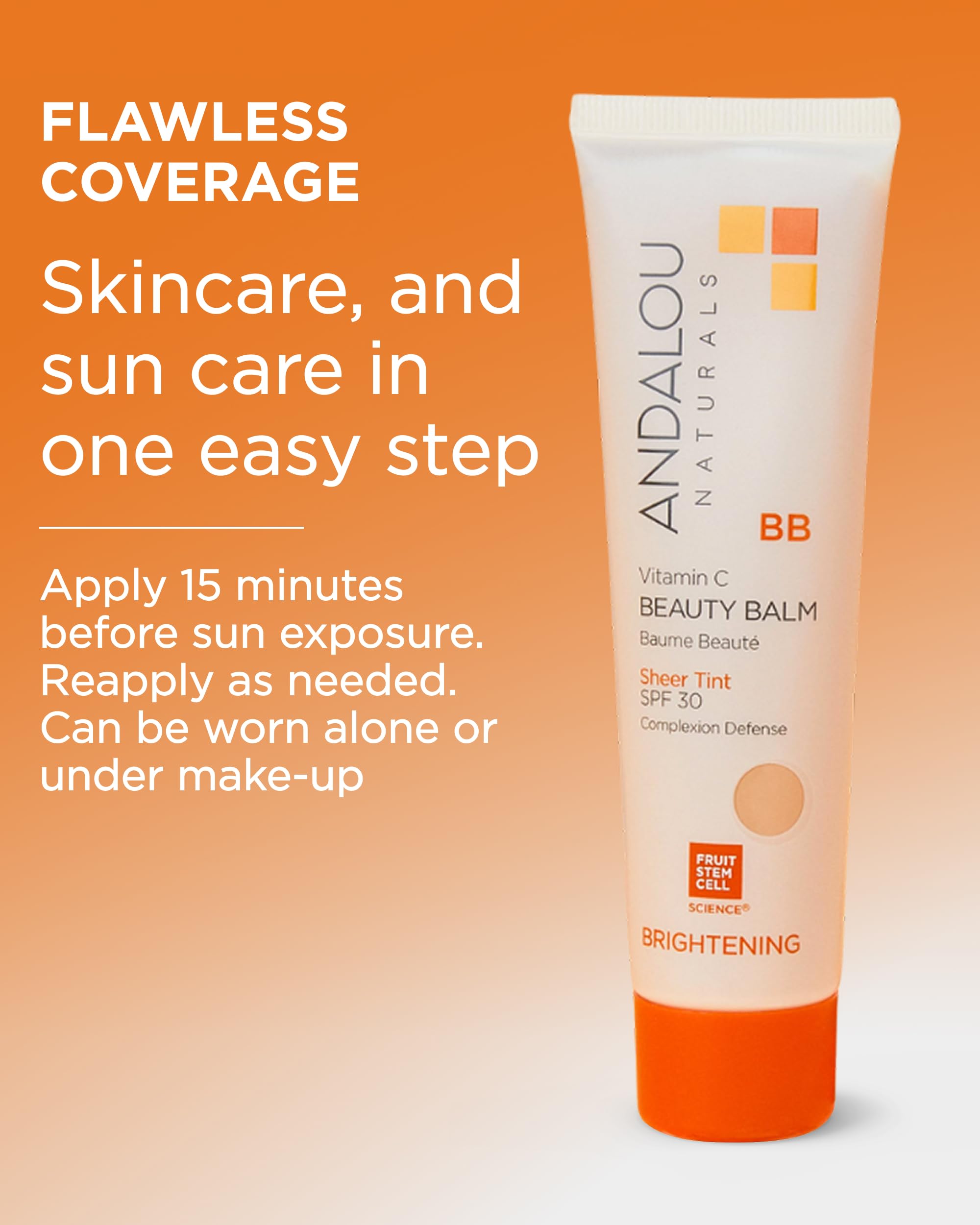 Andalou Naturals product applied on hand illustrating sheer tint and coverage