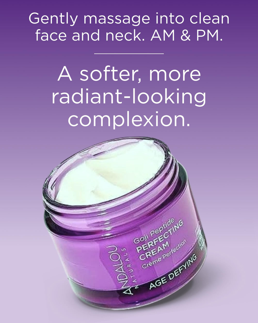 Andalou Naturals cream being applied to hand for immediate moisture