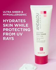 Andalou Naturals ingredients label highlighting plant-derived and non-GMO ingredient benefits