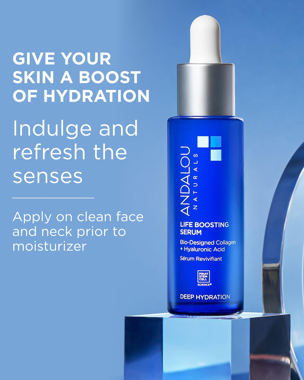 Andalou Naturals serum bottle beside moisturizer showing layering use