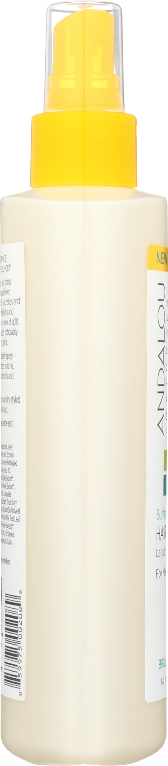 Andalou Naturals bottle in hand for size comparison and travel-friendly convenience benefit