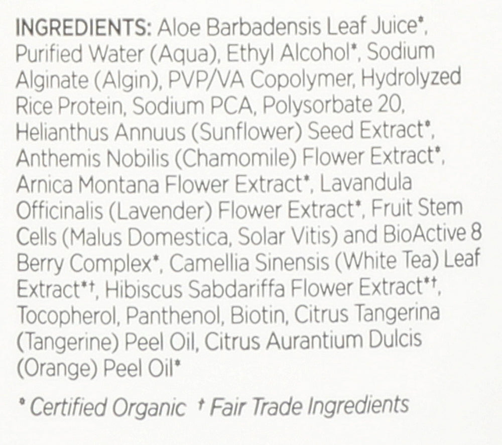 Andalou Naturals spray nozzle close-up demonstrating fine mist application and even coverage benefit