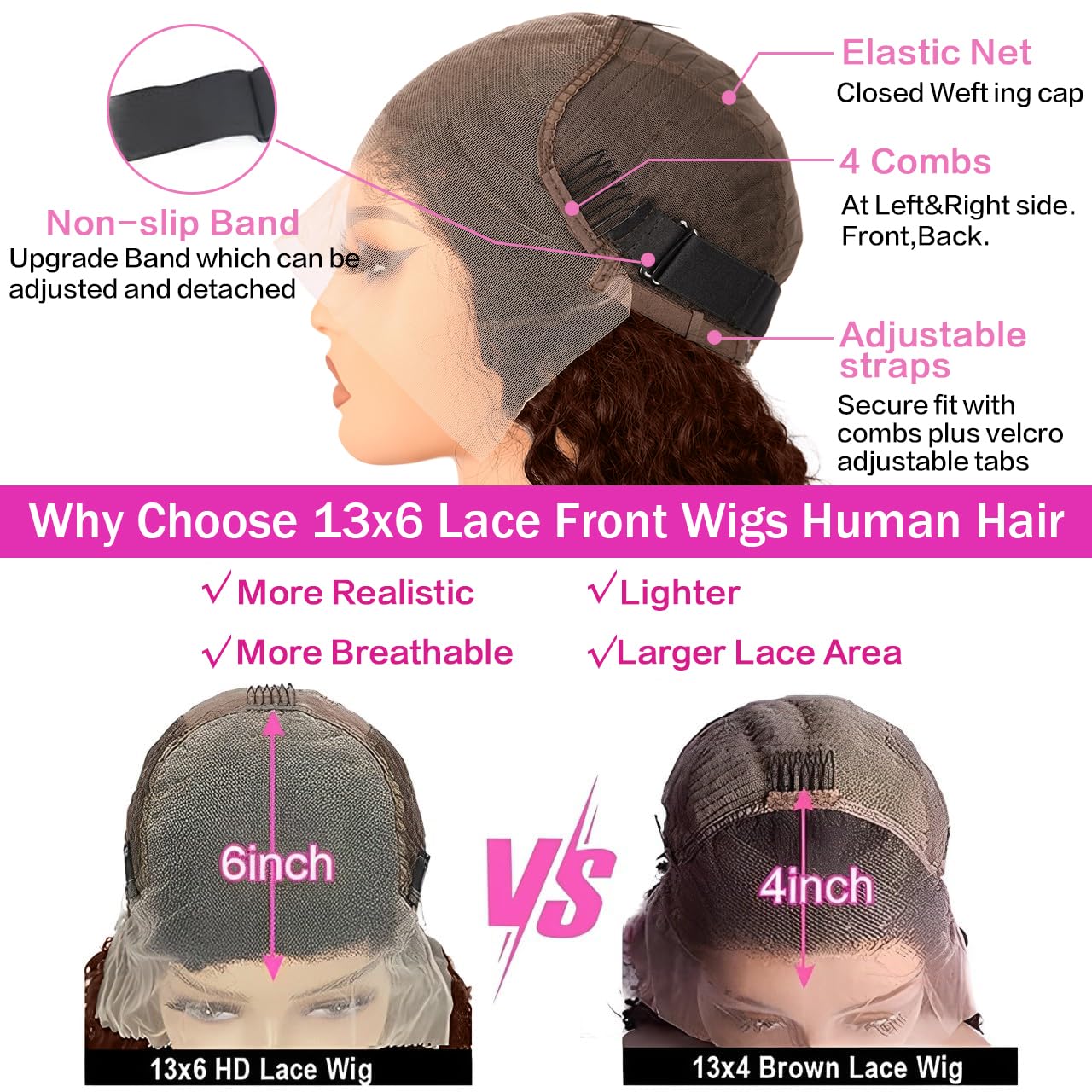Anderah wig cap rear with adjustable straps and secure interior combs
