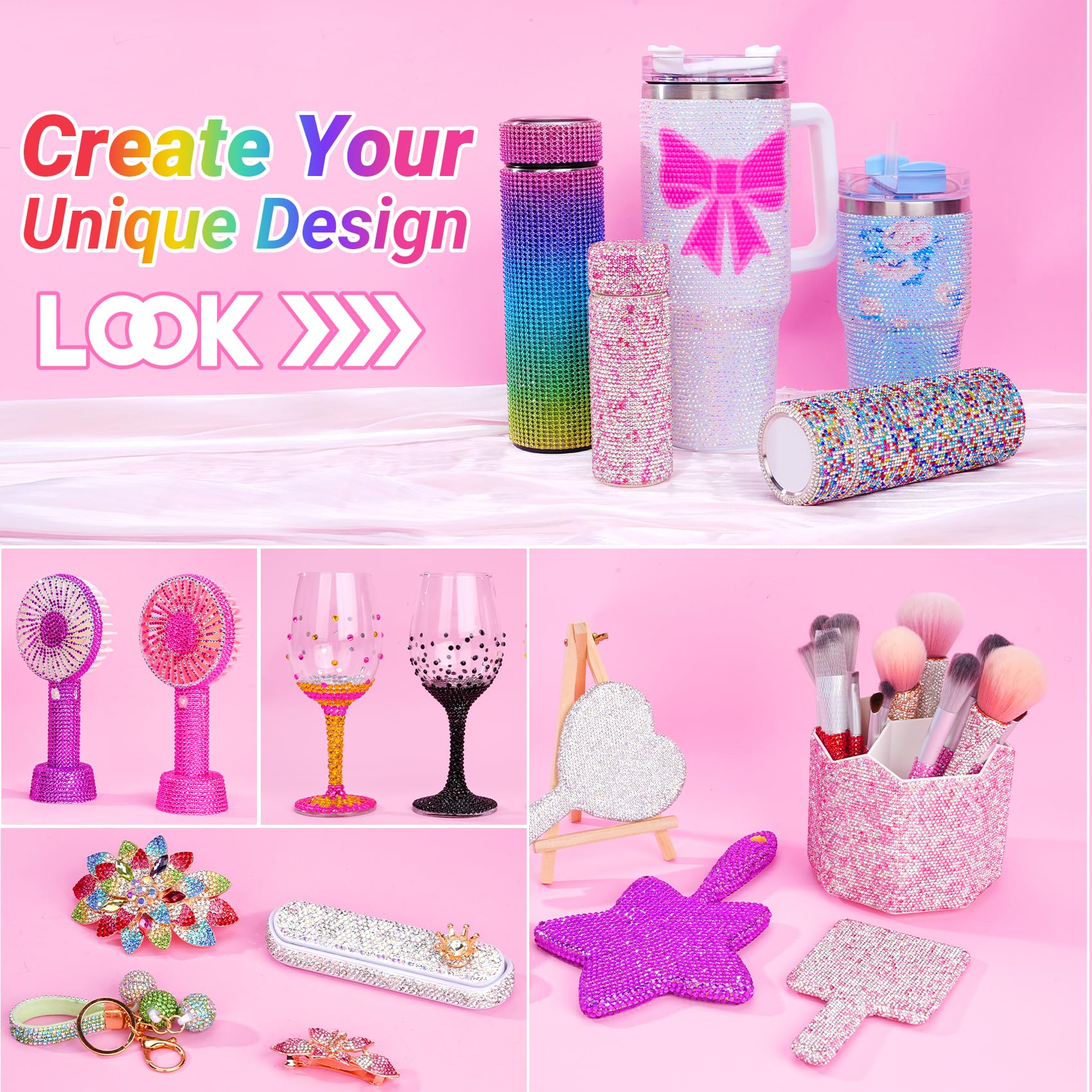 ANDGING decorated stainless tumbler with rhinestones illustrating a finished craft project