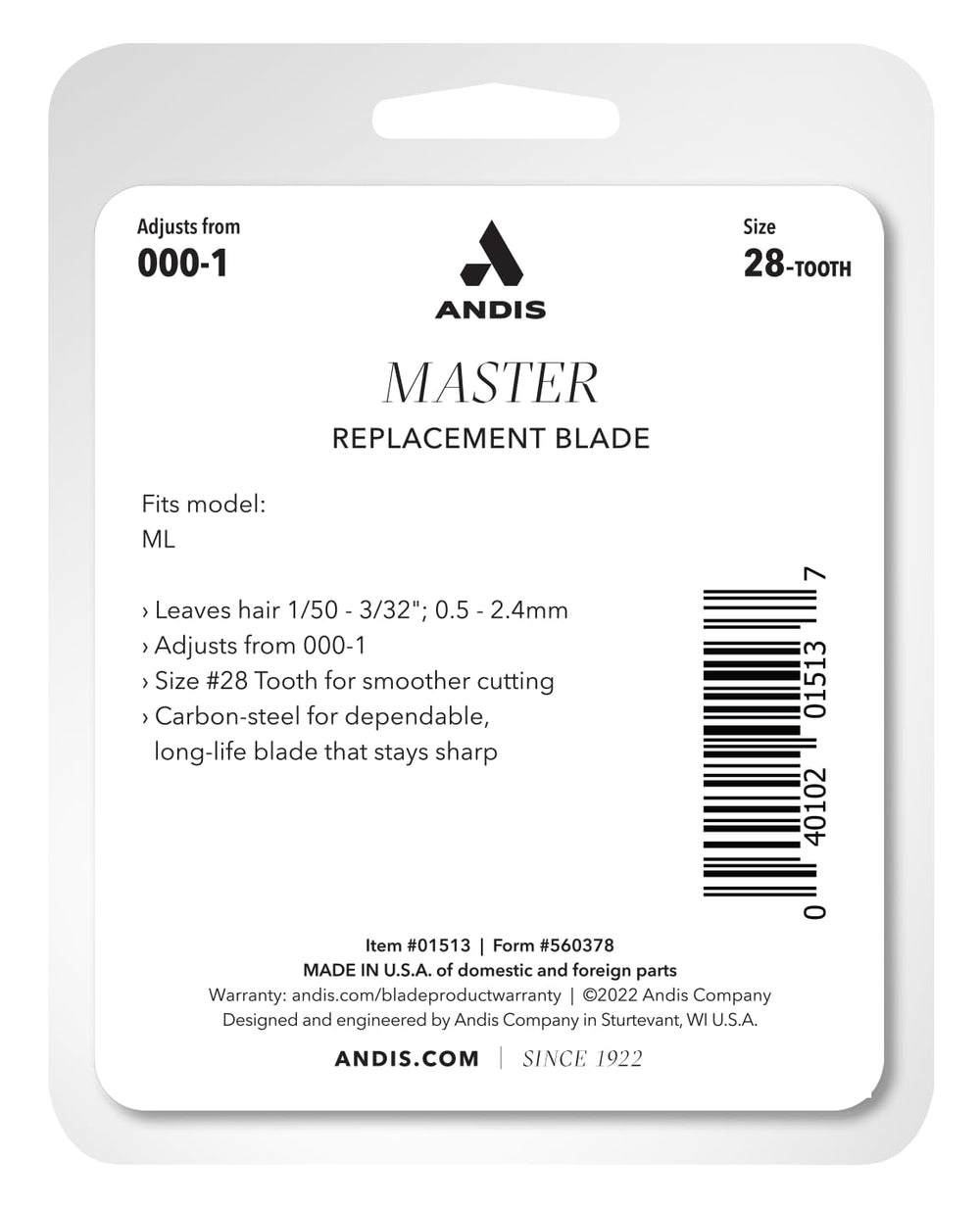Andis 01513 mounted on Master ML clipper demonstrating fit and ready-to-use