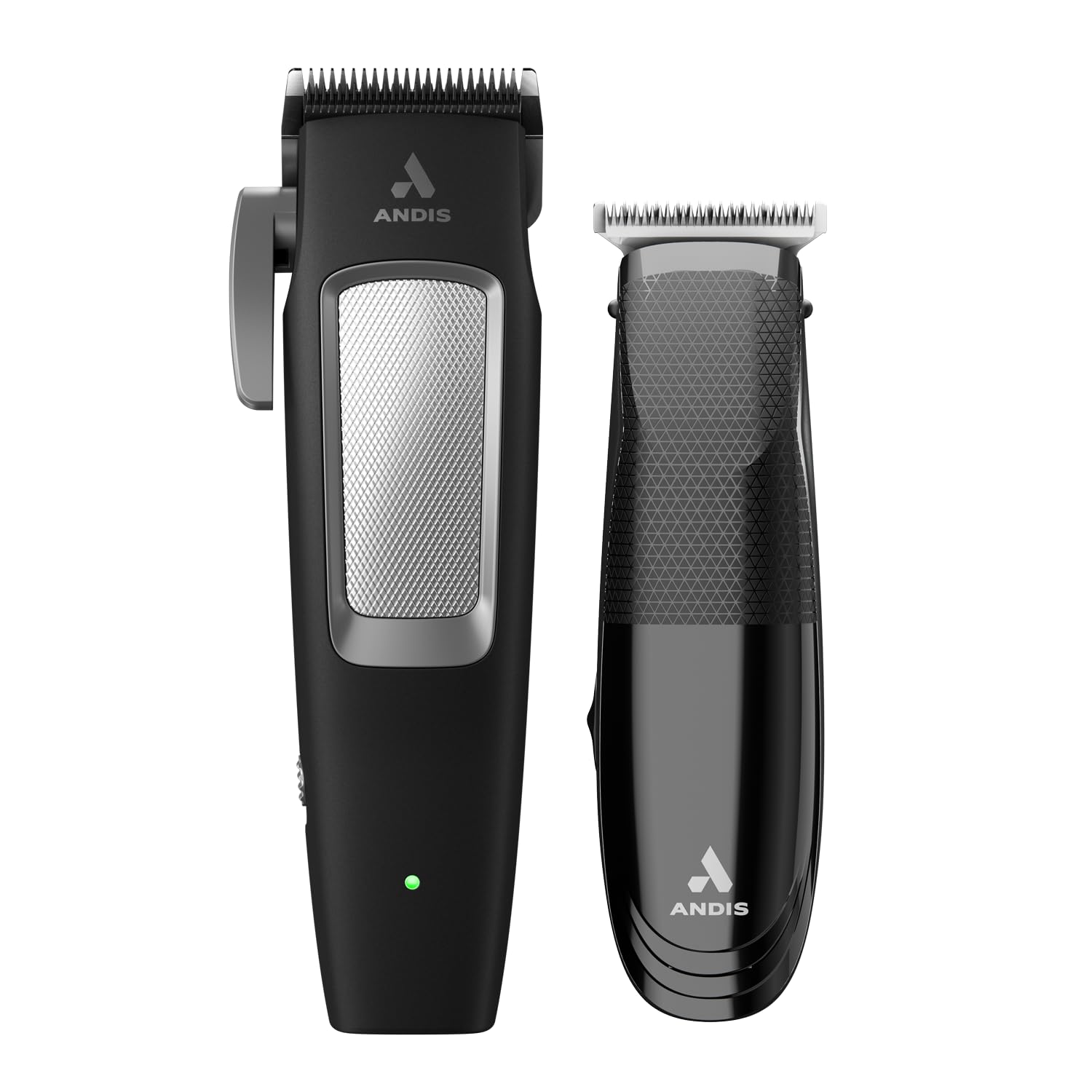 Andis clipper front view showing design and power button for reliable control