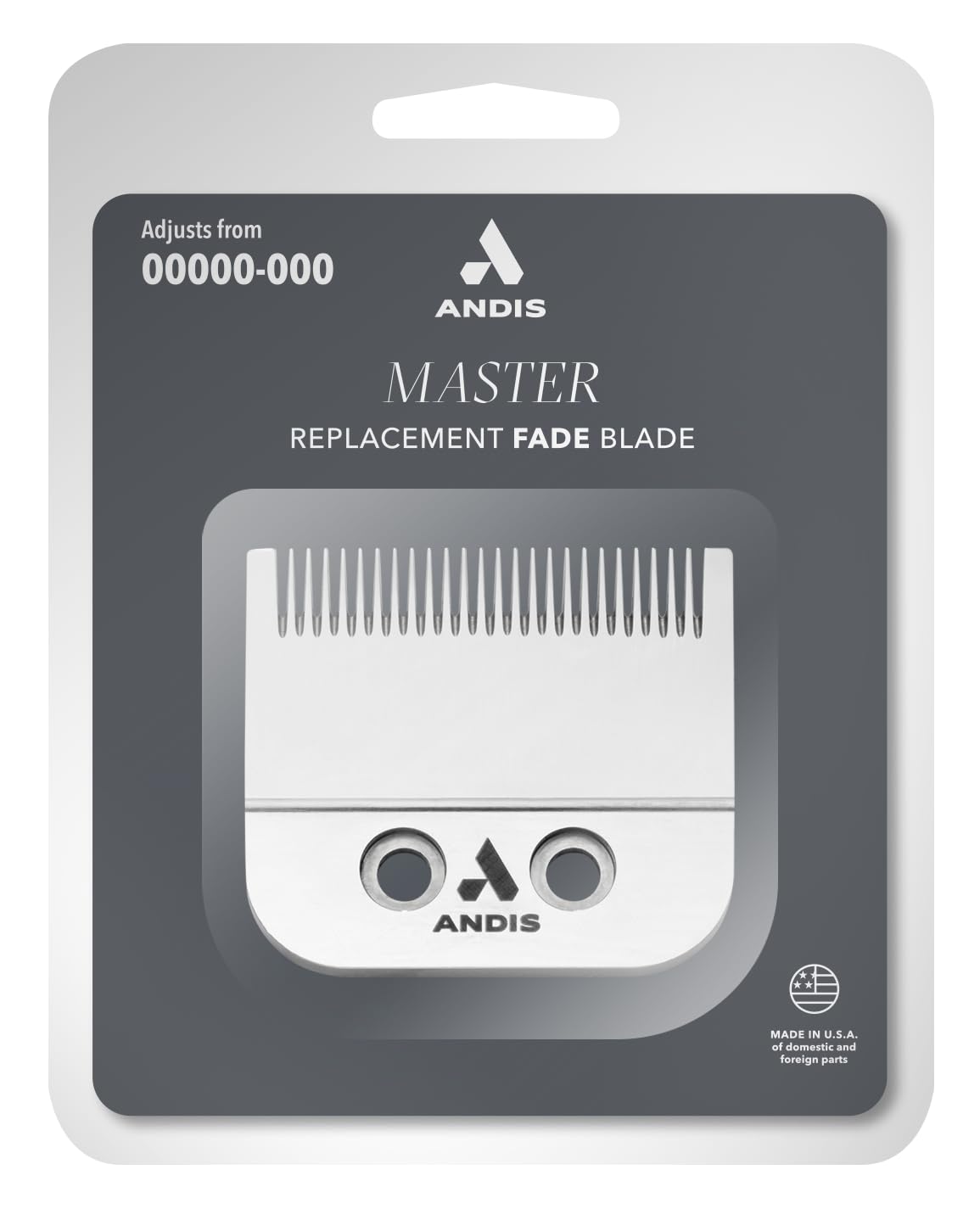 Andis Fade Master packaging and label showing original replacement authenticity benefit