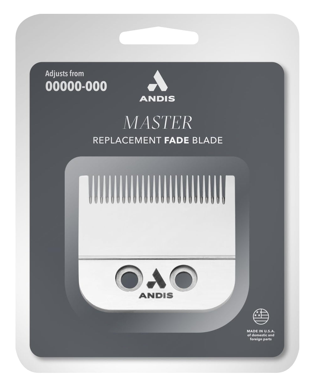 Andis Fade Master packaging and label showing original replacement authenticity benefit