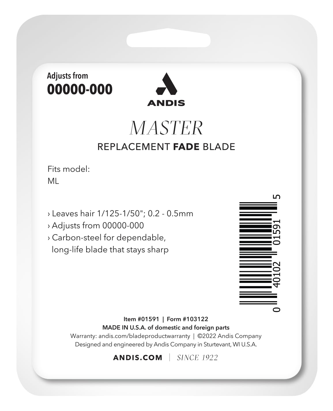 Andis Fade Master next to ruler for scale demonstrating size and fit benefit