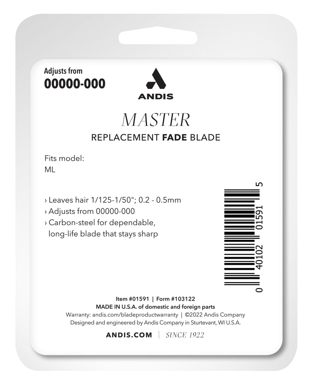 Andis Fade Master next to ruler for scale demonstrating size and fit benefit