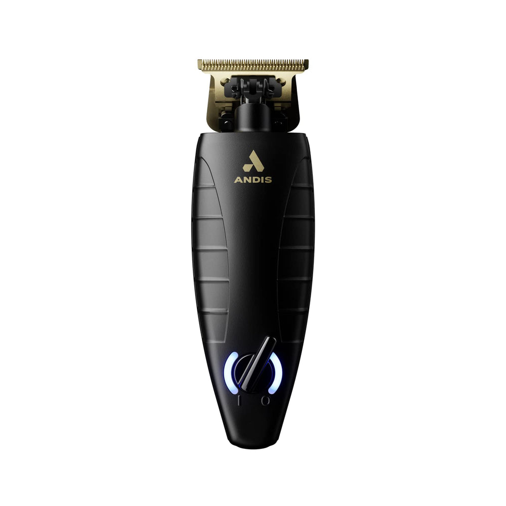 Andis GTX-EXO with charging cable and cleaning brush arranged to show included accessories