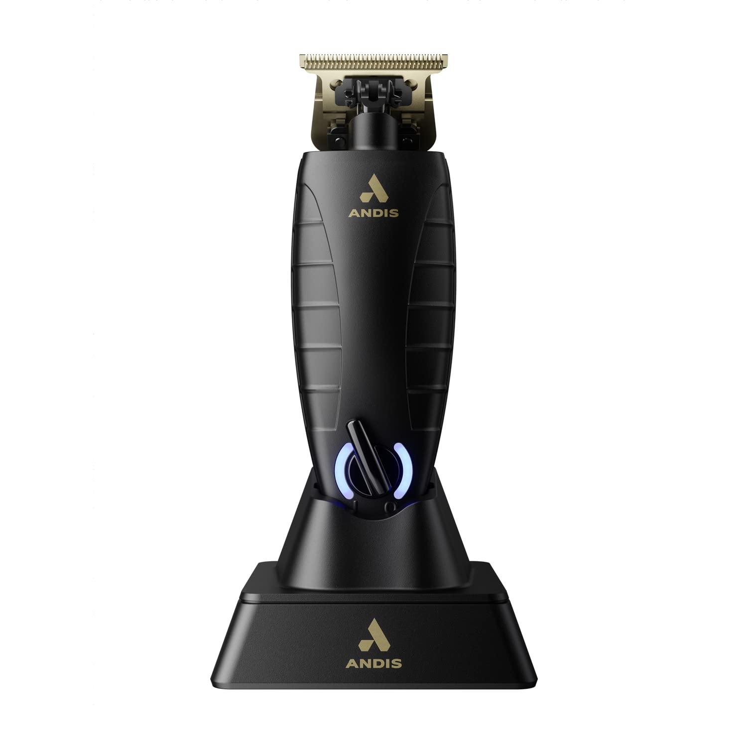 Andis GTX-EXO front view showing sleek black housing and ergonomic grip benefits precision