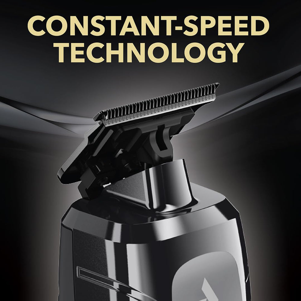 Andis GTX-EXO II on bathroom vanity styled lifestyle shot showing ready-to-use grooming benefit: everyday convenience