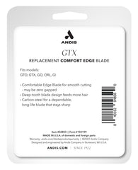 Andis GTX blade beside coin for scale showing compact size and easy interchangeability