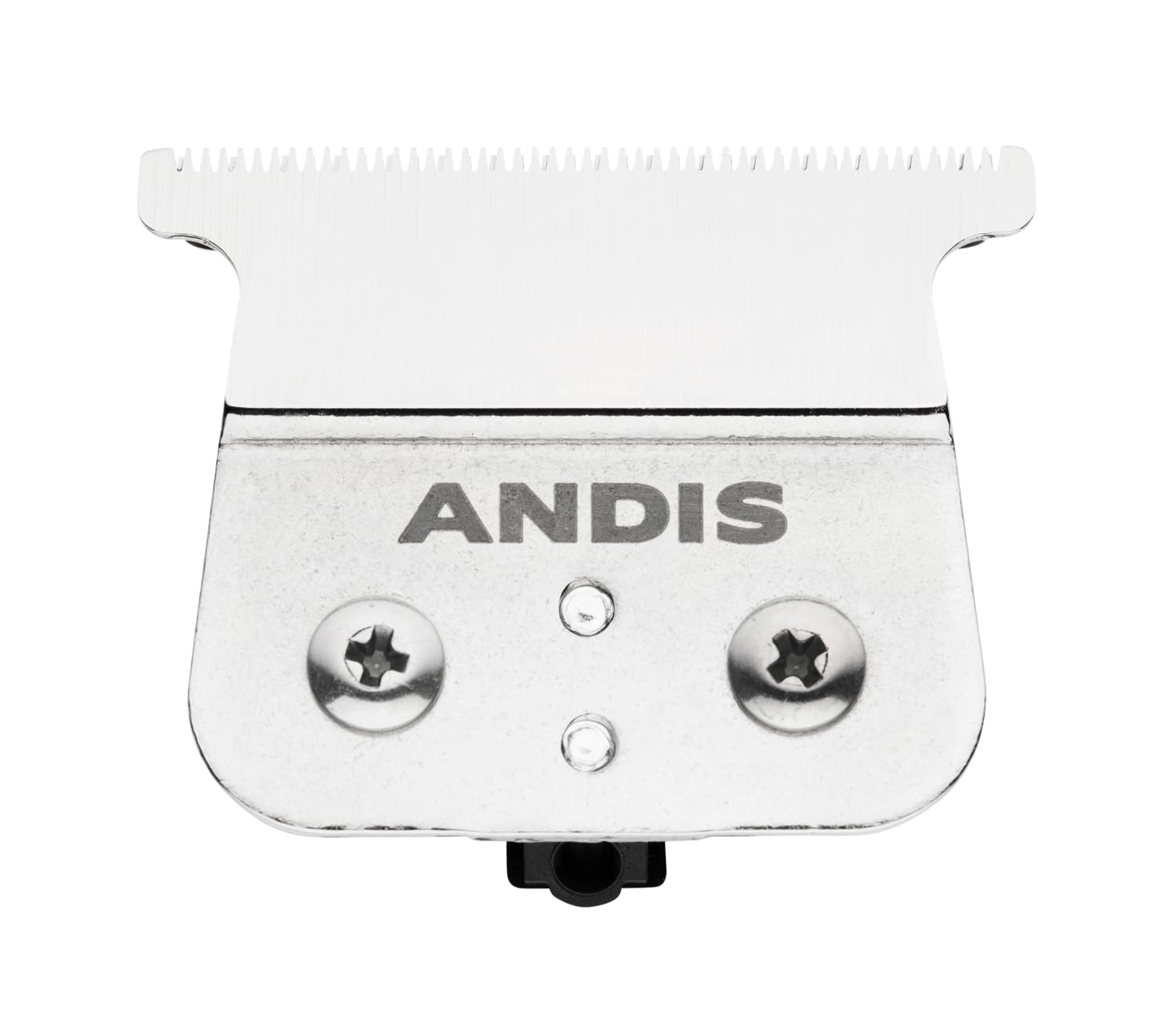 Andis T-blade front view showing clean edge and quick replacement benefit