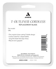 Andis T-blade next to ruler showing size and zero-gap adjustment benefit