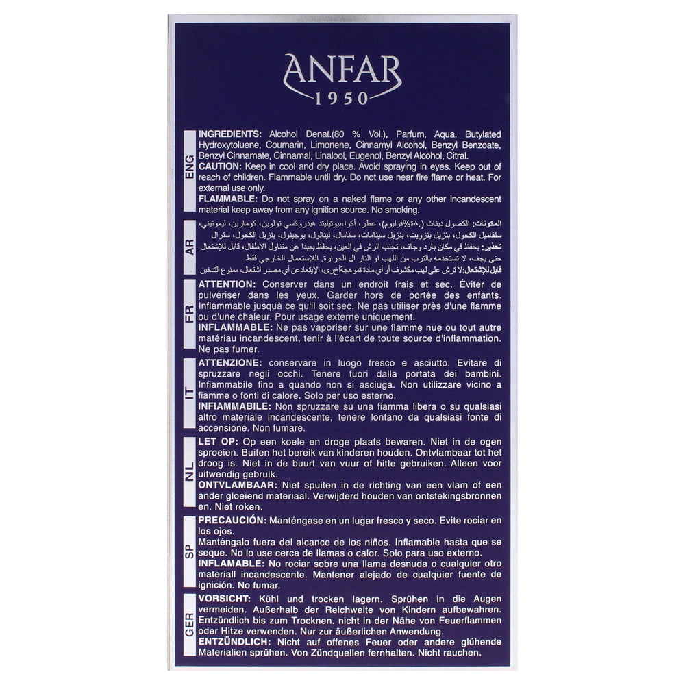 Anfar packaging box label detail showcasing brand and perfume identity for authenticity
