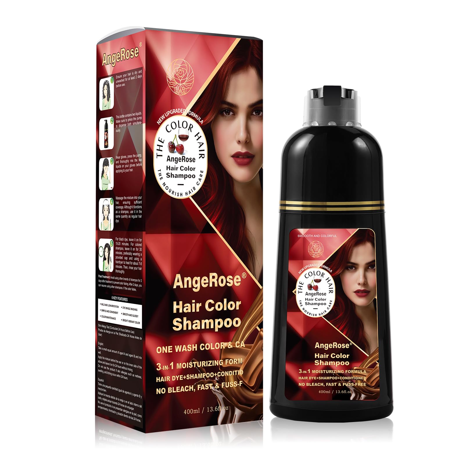 AngeRose styled hair in natural light showing rich wine-red tone result