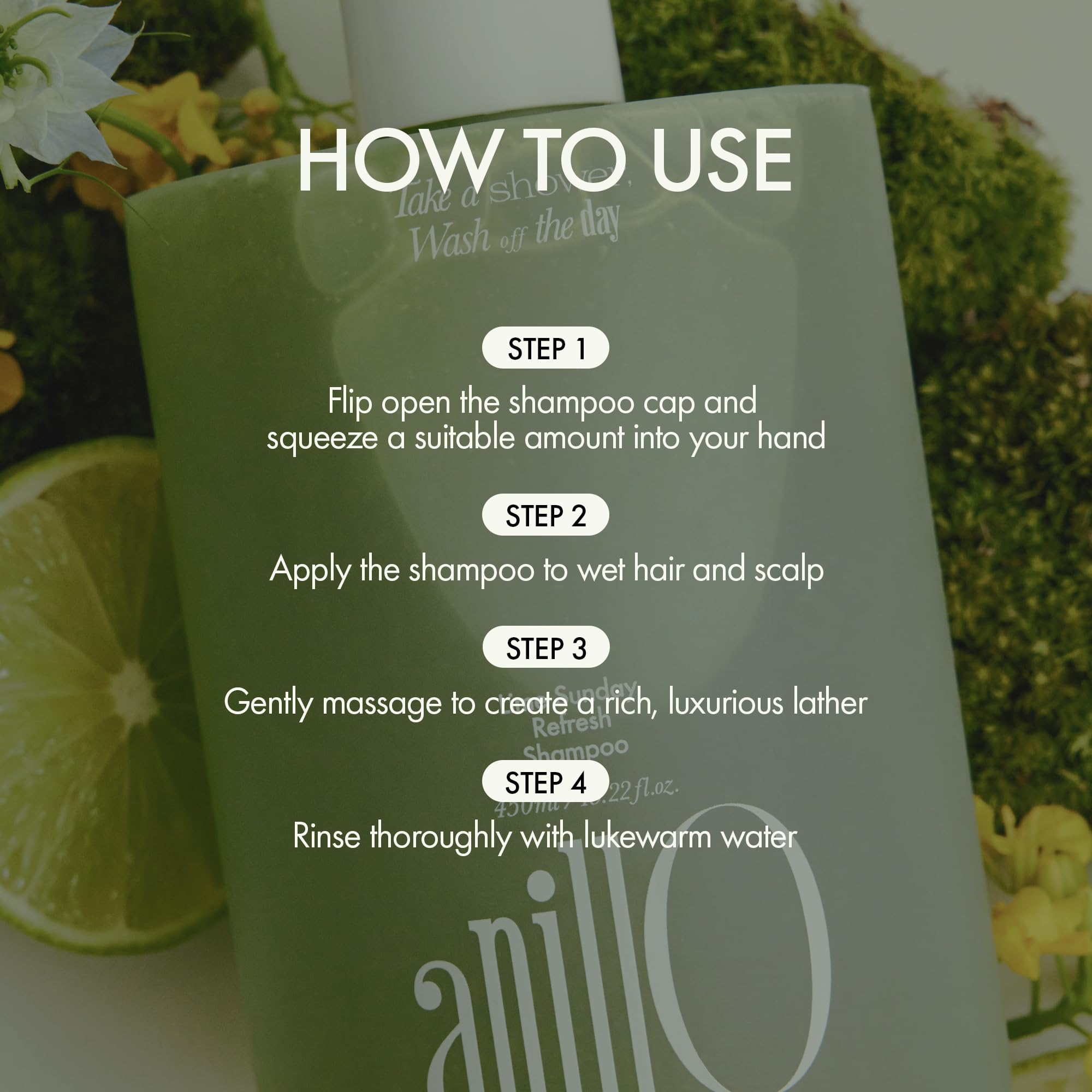 ANILLO shampoo lathering on wet hair for oil removal