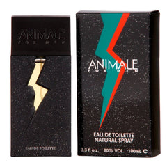 Animale bottle front view showing label and size, offering confident masculine appeal