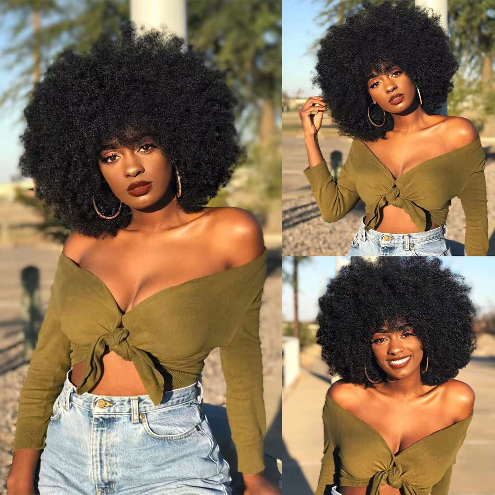 ANNISOUL front view of afro wig showing full volume and natural look