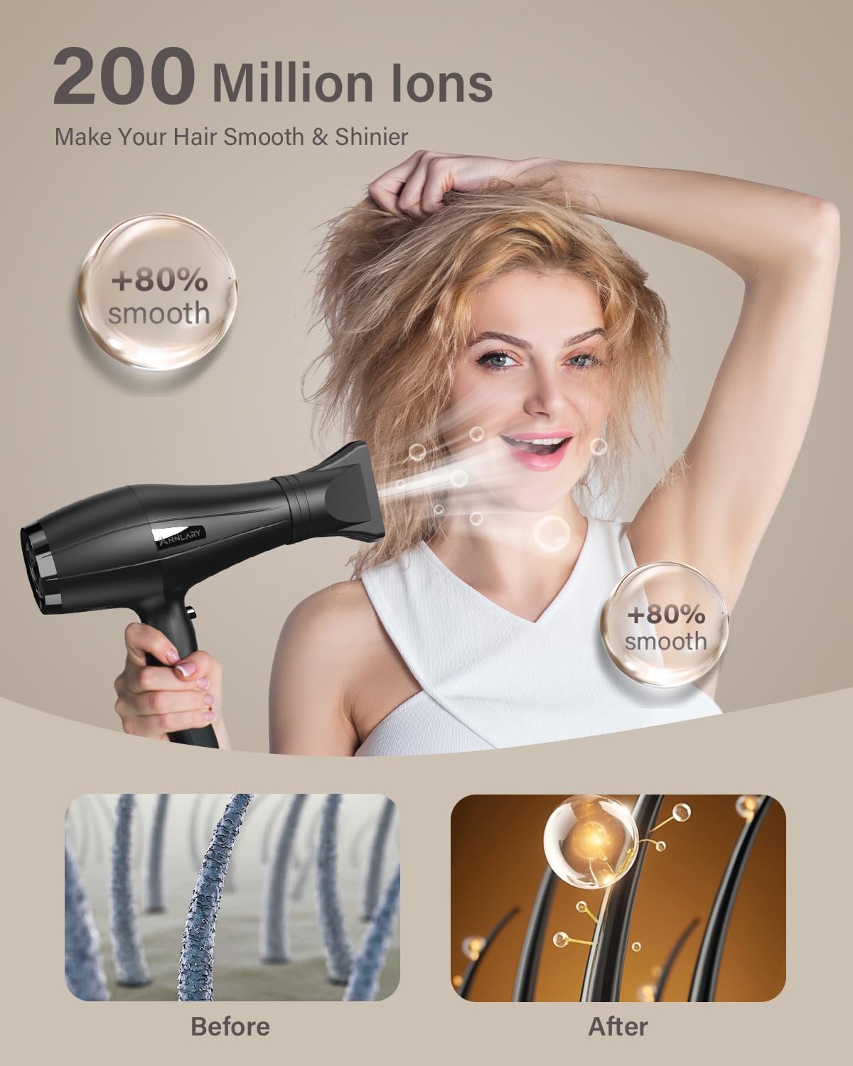 ANNLARY long 8.2 ft cord and hanging loop for flexible salon use