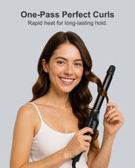 ANNLARY curling wand in use creating defined soft beach waves