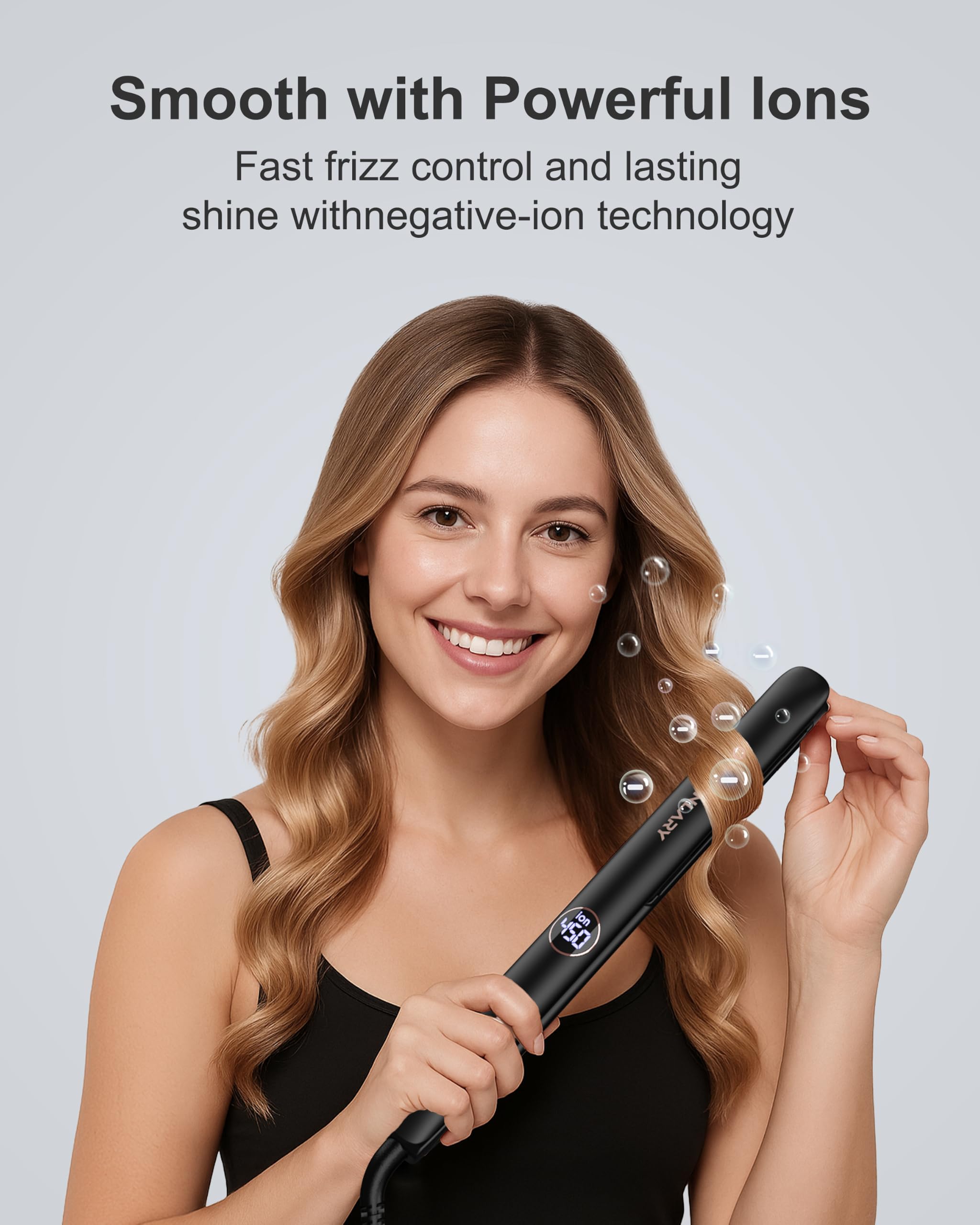 ANNLARY curling demonstration wrapping hair around 1-inch plate for defined curls