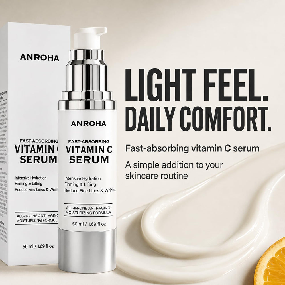 Anroha bottle in hand scale demonstrating 50 mL travel-friendly size