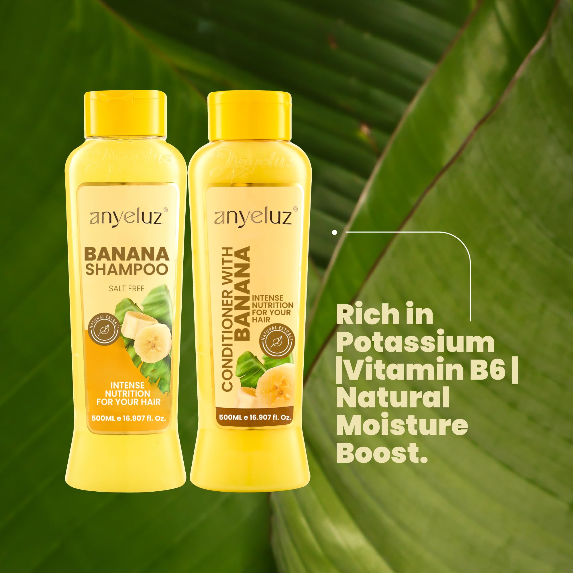 ANYELUZ banana extract ingredient shot highlighting natural nourishment