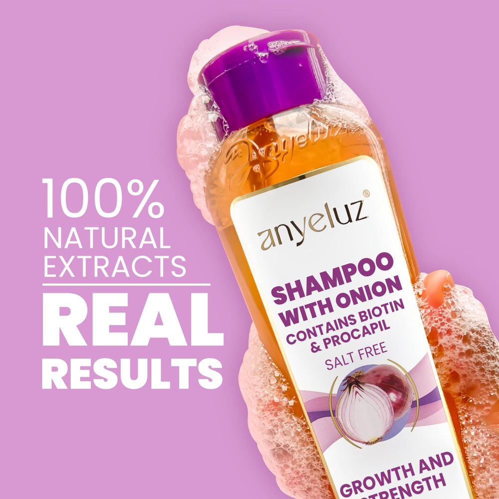 ANYELUZ shampoo texture on palm demonstrating gentle, non-greasy lather