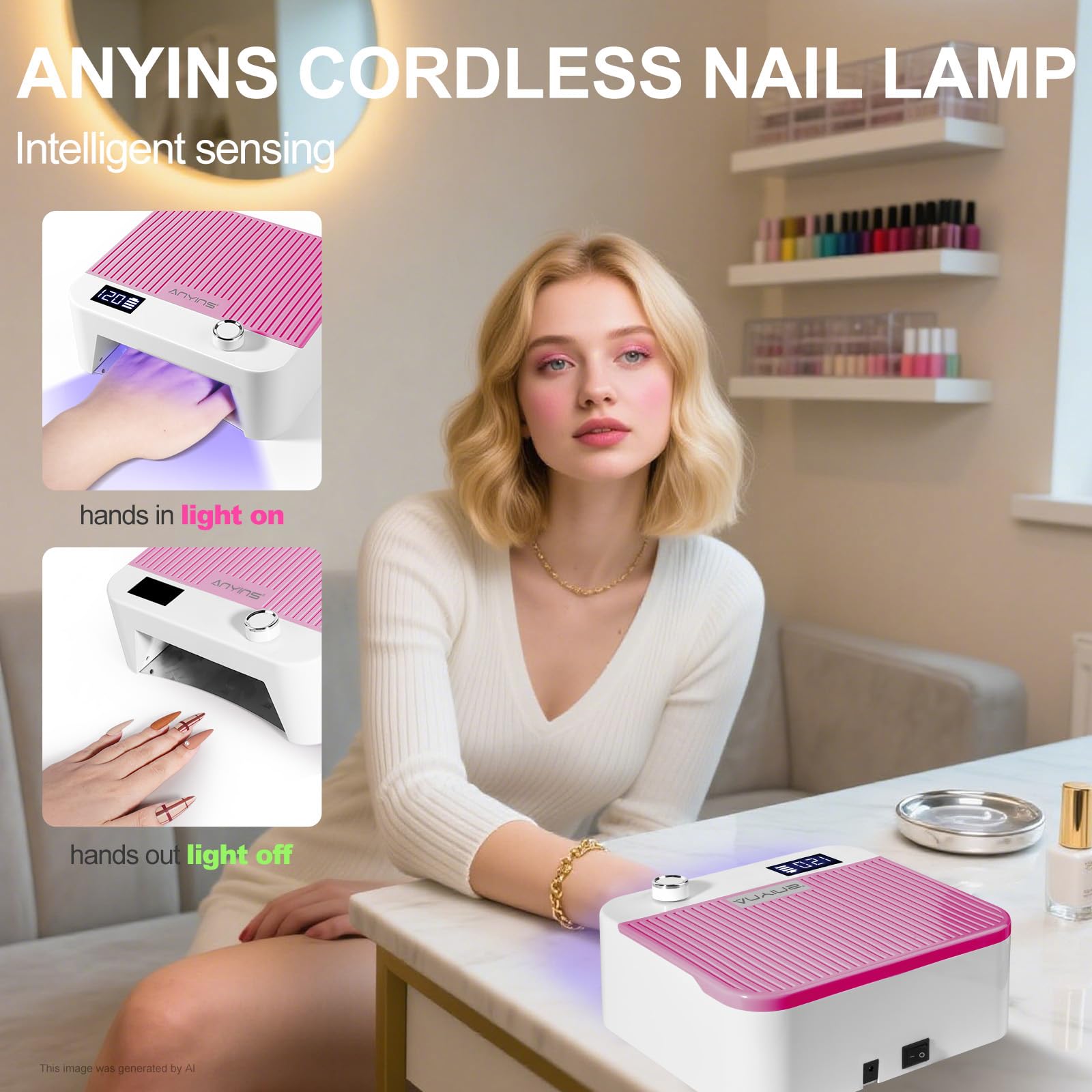 ANYINS charging port displaying rechargeable battery for cordless operation