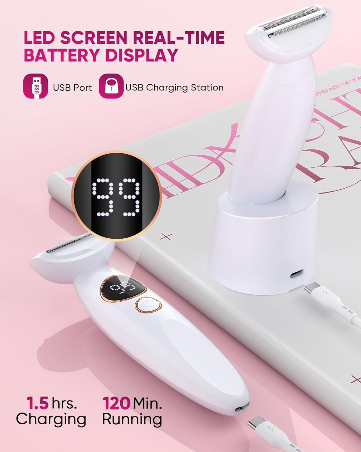 ANYLIV trimmer with USB cable and dock in travel bag for on-the-go convenience