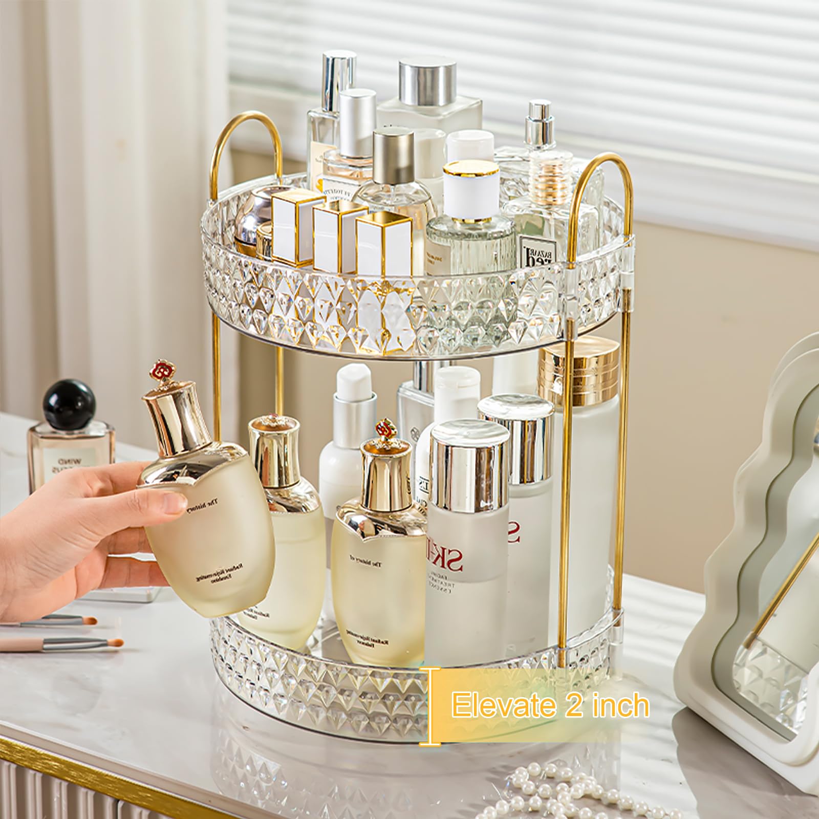 Anyoifax bottom tier arranged with makeup and jewelry for quick access benefit