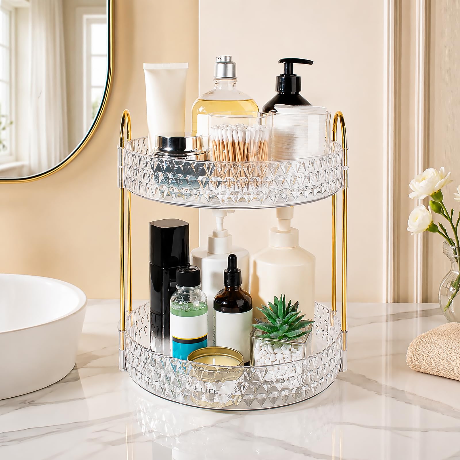 Anyoifax on a vanity with brushes and perfumes for an organized stylish setup benefit