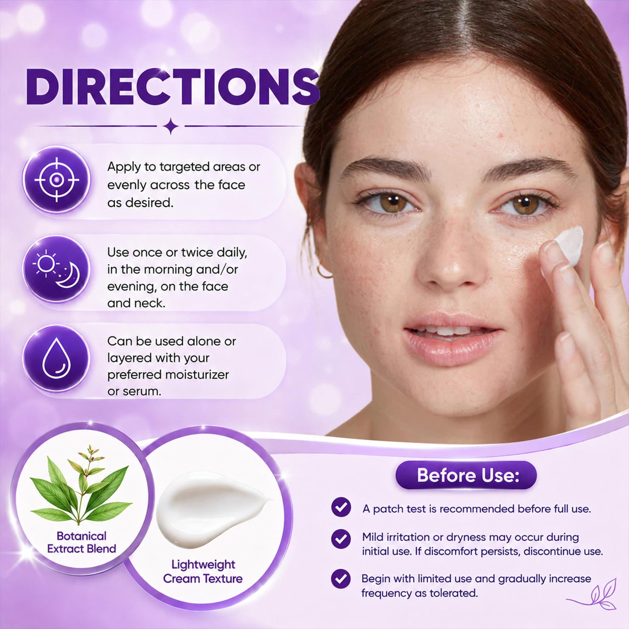 AOBBIY application on cheek showing targeted use and refined texture
