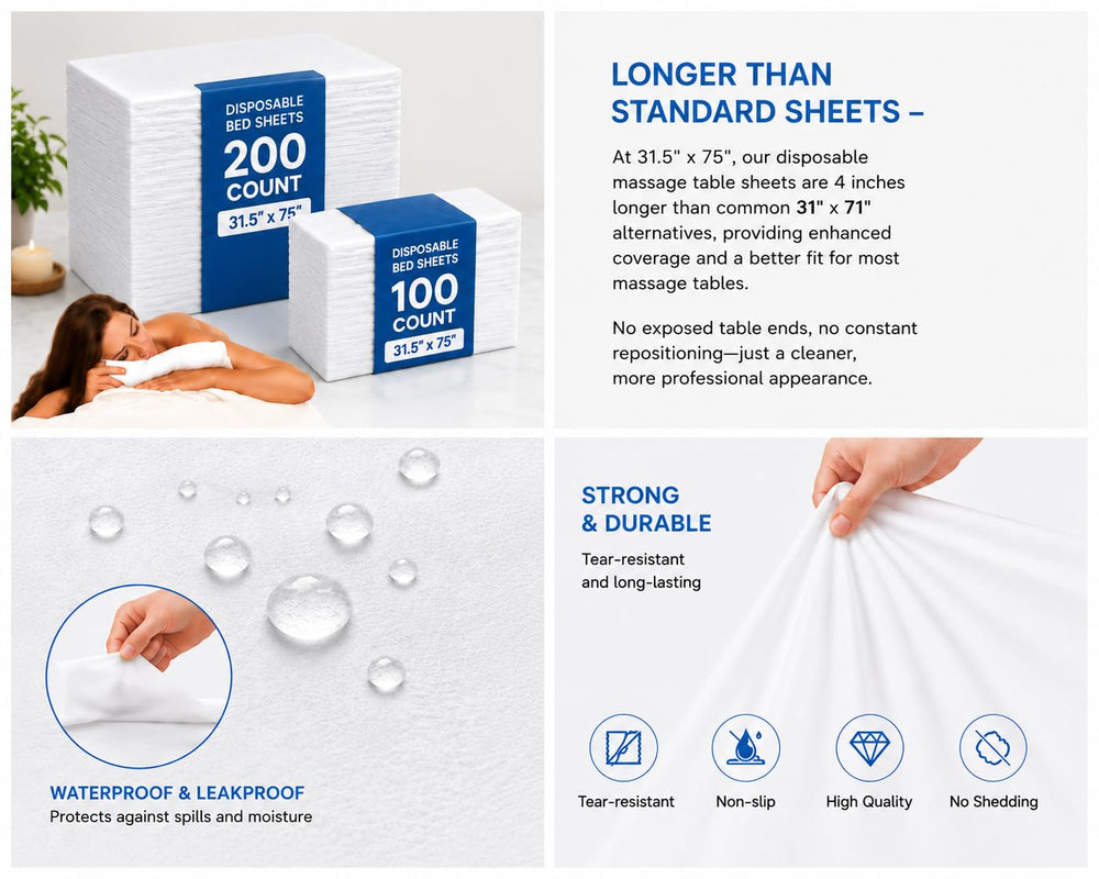 Aoldersson stacked disposable sheets illustrating bulk supply for busy clinics
