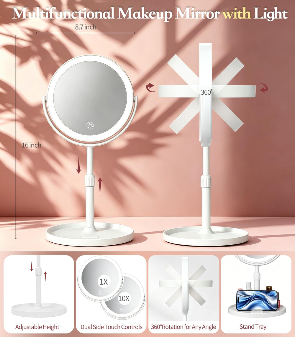 AOLERAY side view showing 360° rotation and 16-inch height for ergonomic use benefit